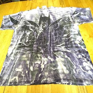 Vintage Batman Returns Shirt Size XL DC Comics All Over Print 90s AOP Tie Dye